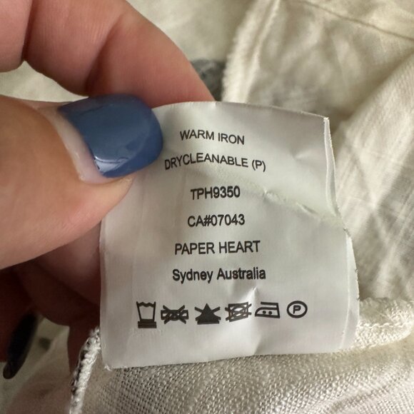 2/$24 Paper Heart Floral Print Linen Blend Maxi Dress  V-Neck White S A0456 TRB3 - Picture 7 of 8